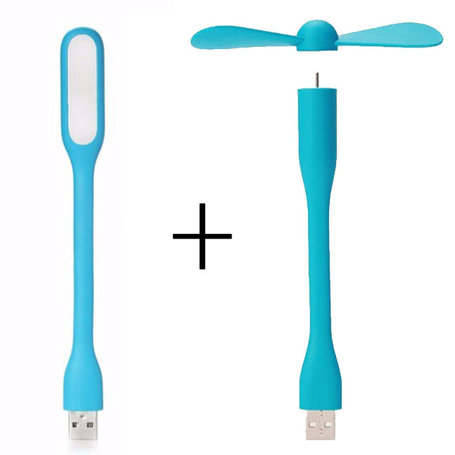Creative USB Fan Flexible Portable Mini Fan and USB LED Light Lamp For Power Bank & Notebook & Computer Summer Gadget