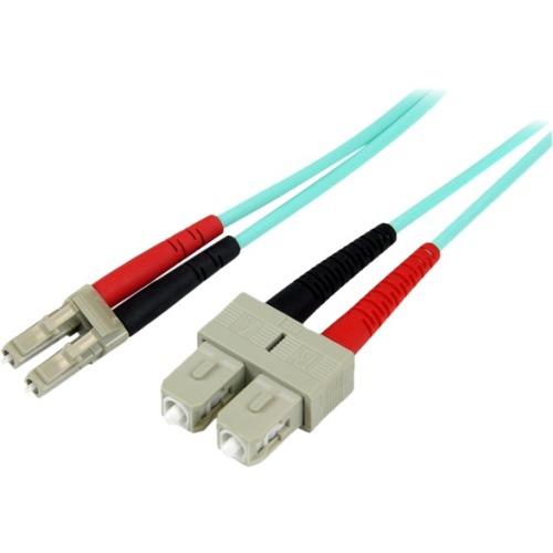 2m Fiber Optic Cable - 10 Gb Aqua - Multimode Duplex 50-125 - LSZH - LC-SC - OM3 - LC to SC Fiber Patch Cable