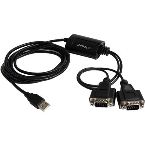 StarTech.com USB to Serial Adapter - 2 Port - COM Port Retention - FTDI - USB to RS232 Adapter Cable - USB to Serial Converter