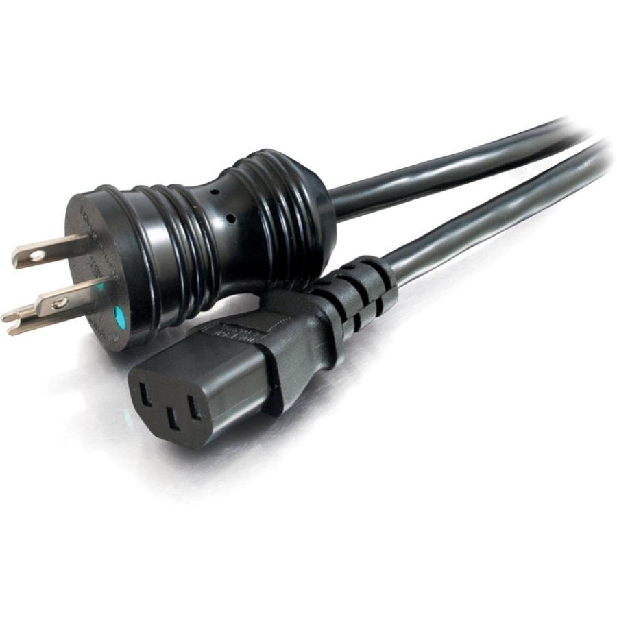 C2G 6ft 16 AWG Coiled Hospital Grade Power Cord (NEMA 5-15P to IEC320C13) - Black