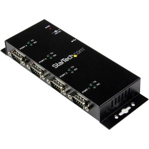 StarTech.com USB to Serial Adapter Hub - 4 Port - Industrial - Wall Mount - Din Rail - COM Port Retention - FTDI USB Serial