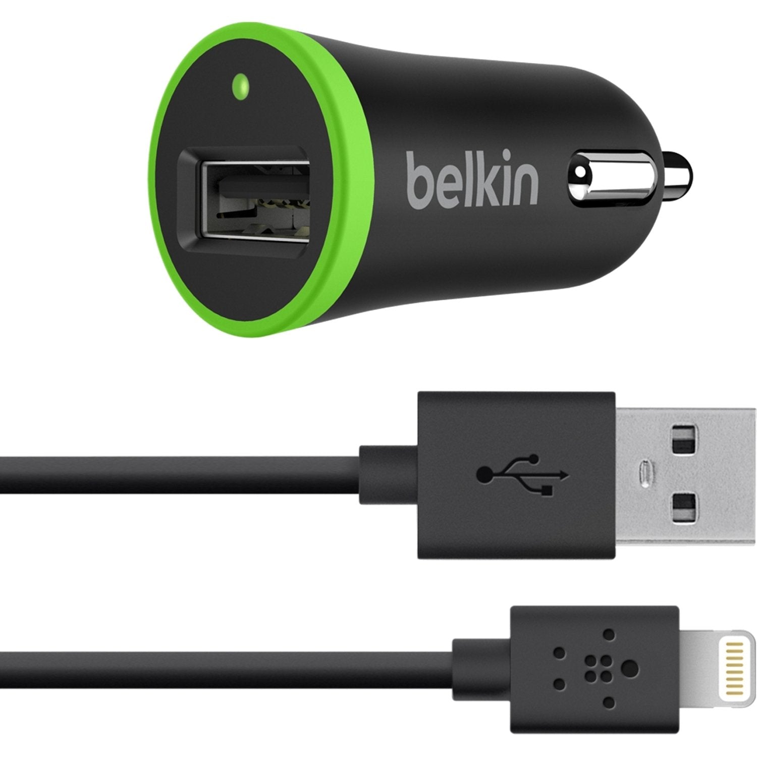 Belkin Car Charger with Lightning to USB Cable (10 Watt-2.1 Amp)