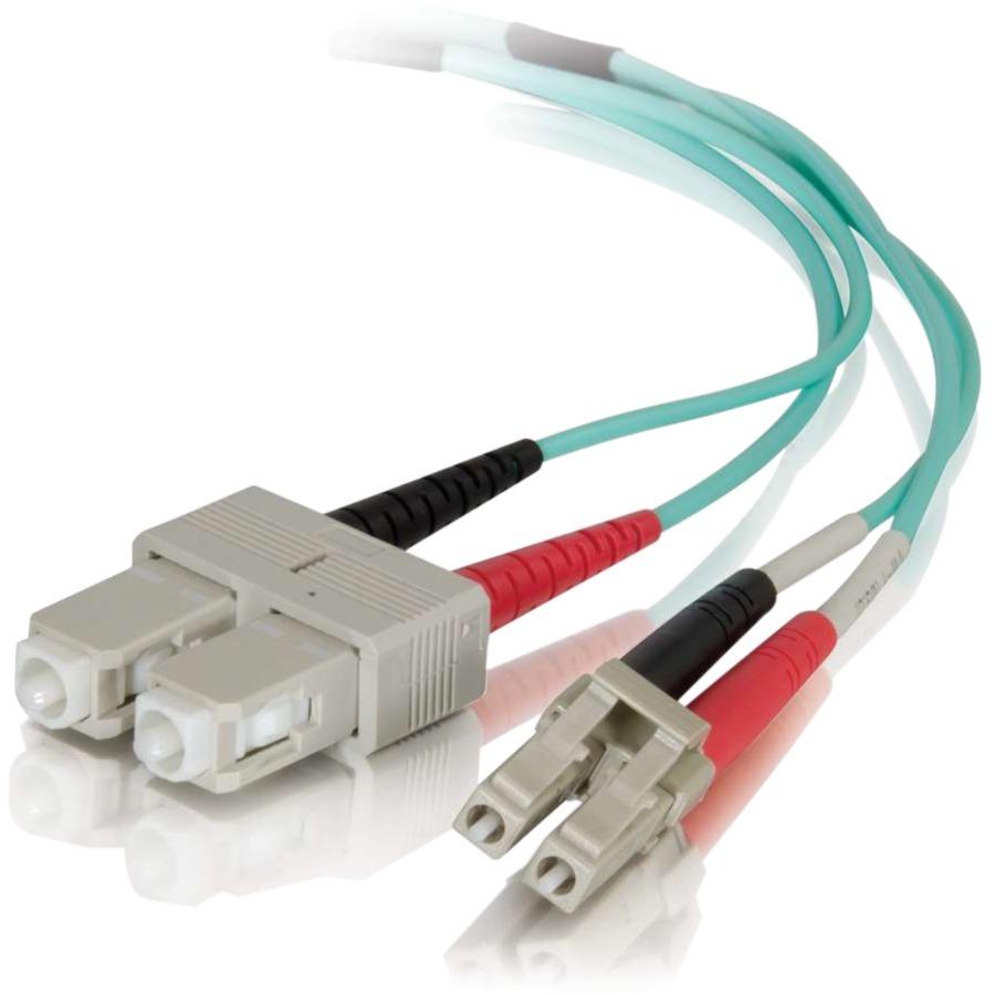 C2G 2m LC-SC 50-125 Duplex Multimode OM4 Fiber Cable - Aqua - 6ft