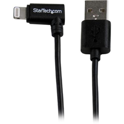 StarTech.com 1m (3ft) Angled Black Apple 8-pin Lightning Connector to USB Cable for iPhone - iPod - iPad