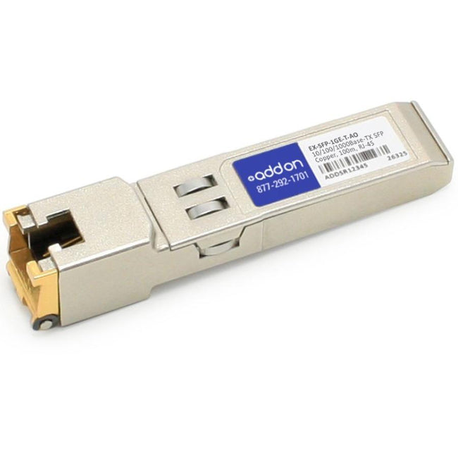 AddOn Juniper Networks EX-SFP-1GE-T Compatible TAA Compliant 10-100-1000Base-TX SFP Transceiver (Copper, 100m, RJ-45)