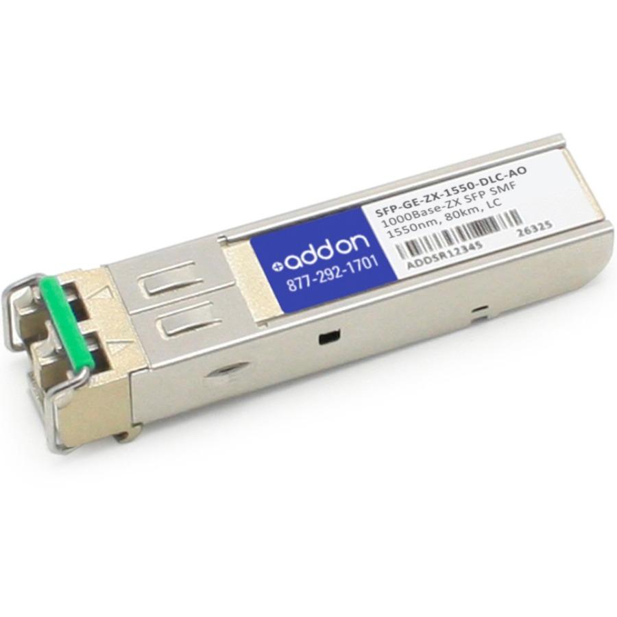 AddOn Zhone SFP-GE-ZX-1550-DLC Compatible TAA Compliant 1000Base-ZX SFP Transceiver (SMF, 1550nm, 80km, LC)