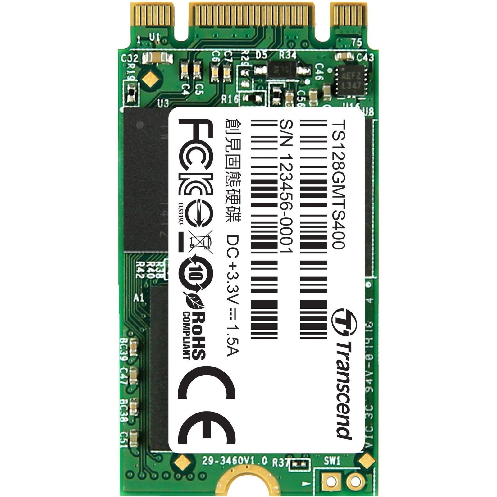 Transcend MTS400 128 GB Solid State Drive - SATA (SATA-600) - Internal - M.2