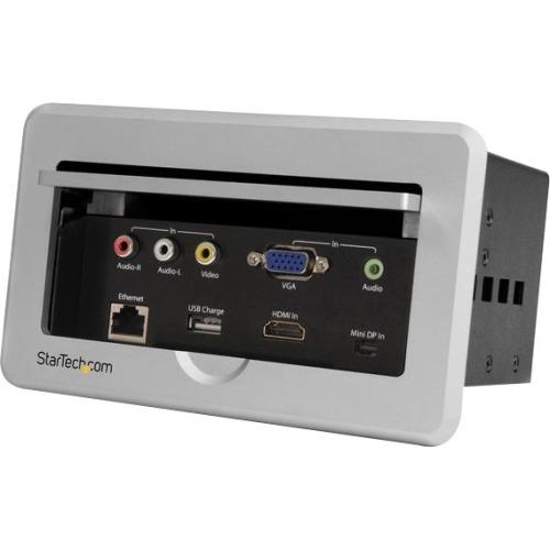 StarTech.com Conference Table Connectivity Box - HDMI - VGA - Mini DisplayPort to HDMI Output with Fast Charge USB Port