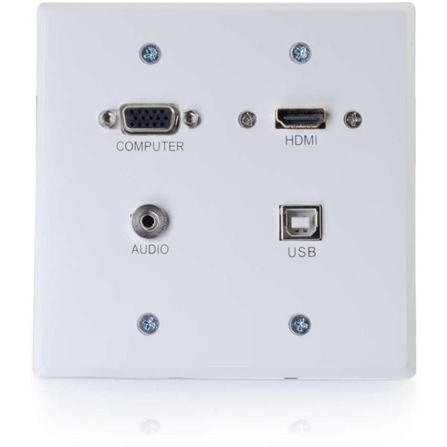 C2G-RapidRun HDMI, VGA + Stereo Audio Double Gang Wall Plate Transmitter with USB - White
