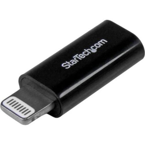 StarTech.com Black Apple 8-pin Lightning Connector to Micro USB Adapter for iPhone - iPod - iPad